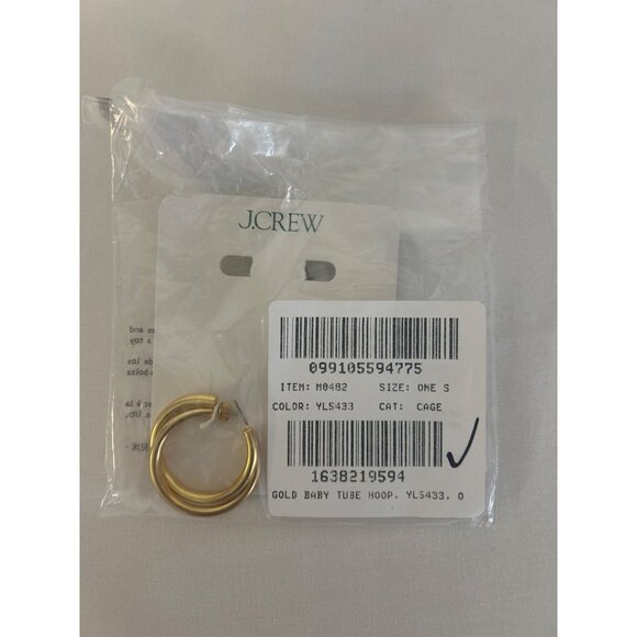 J CrewMini tube hoop earrings in matte gold M0482 - Picture 6 of 6